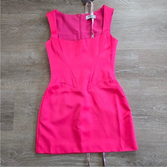 NWT House Of CB Enya Corset Mini Dress Fuschia Hot Pink Satin Corset Medium Neon - Picture 4 of 6